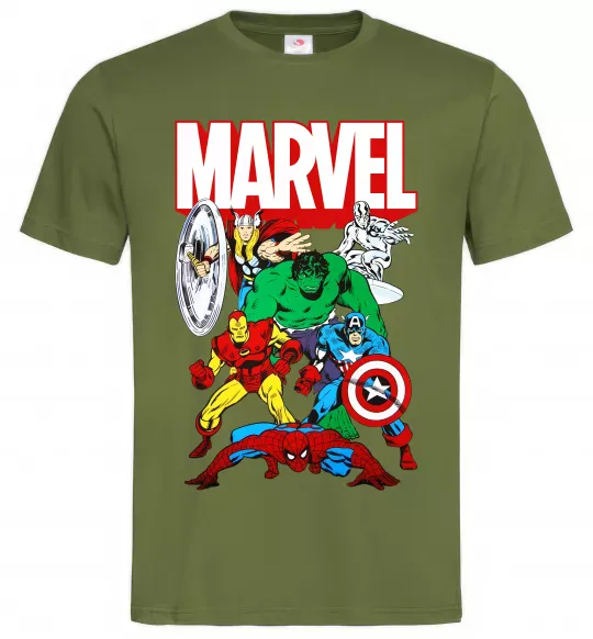 Мужская футболка Marvel old comics Оливковый фото