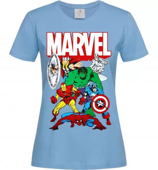 Женская футболка Marvel old comics Голубой фото