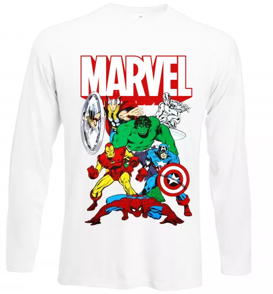 Лонгслив Marvel old comics Белый фото