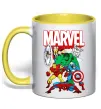 Чашка з кольоровою ручкою Marvel old comics Сонячно жовтий фото