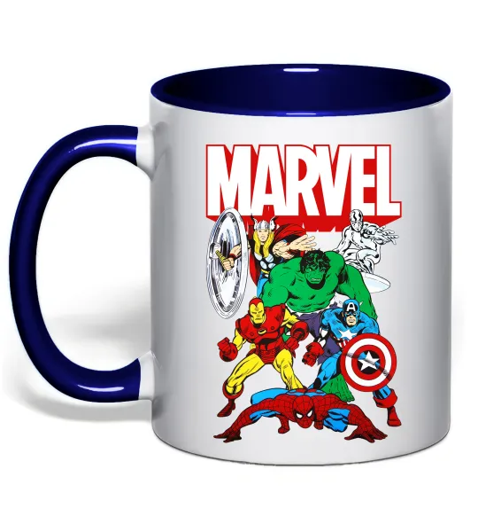 Чашка з кольоровою ручкою Marvel old comics Глибокий темно-синій фото