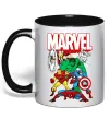 Чашка з кольоровою ручкою Marvel old comics Чорний фото