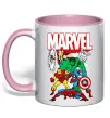 Чашка з кольоровою ручкою Marvel old comics Ніжно рожевий фото
