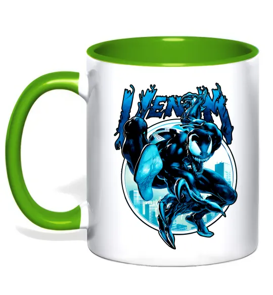 Чашка з кольоровою ручкою Venom Marvel comics Лаймовий фото