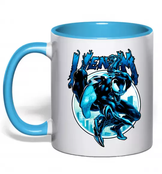 Чашка с цветной ручкой Venom Marvel comics Голубой фото