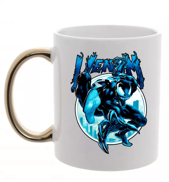 Чашка с цветной ручкой Venom Marvel comics Золото фото