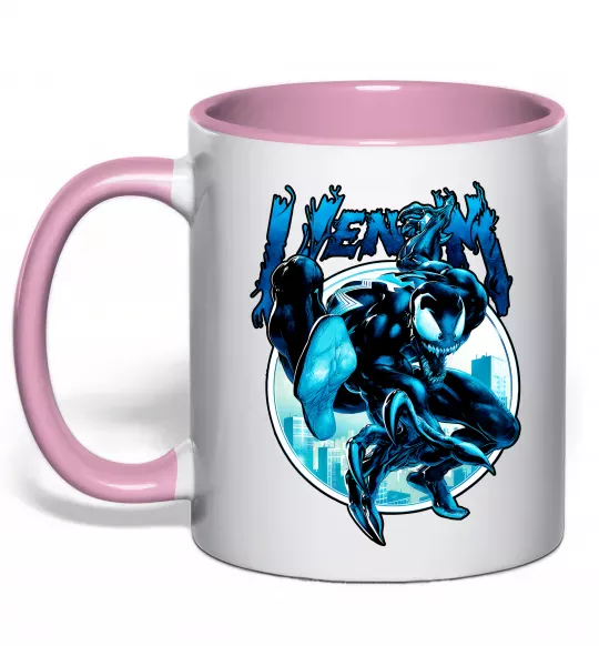 Чашка с цветной ручкой Venom Marvel comics Нежно розовый фото
