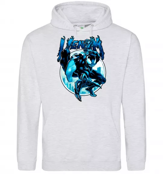 Мужская толстовка (худи) Venom Marvel comics Серый меланж фото