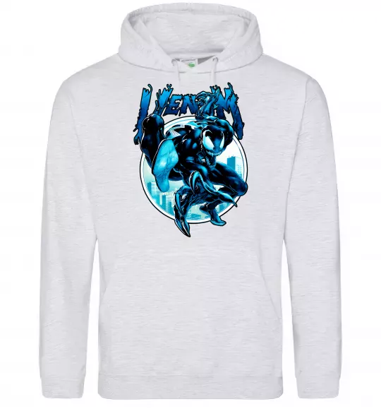 Женская толстовка (худи) Venom Marvel comics Серый меланж фото