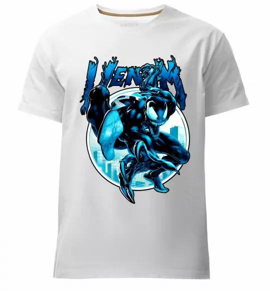 Чоловіча преміум футболка Venom Marvel comics Білий фото