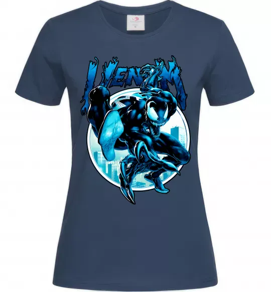 Жіноча футболка Venom Marvel comics Темно-синій фото