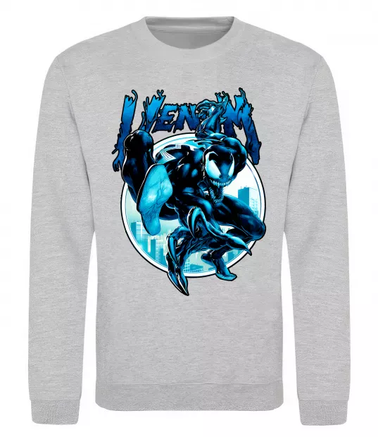 Свитшот Venom Marvel comics Серый меланж фото