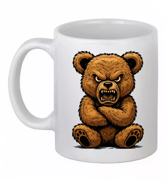 Чашка керамічна Ведмідь злий Білий фото