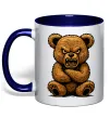 Чашка с цветной ручкой Ведмідь злий Глубокий темно-синий фото