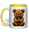 Чашка з кольоровою ручкою Ведмідь злий Лимонний фото