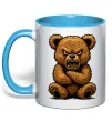 Чашка с цветной ручкой Ведмідь злий Голубой фото