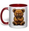 Чашка с цветной ручкой Ведмідь злий Красный фото