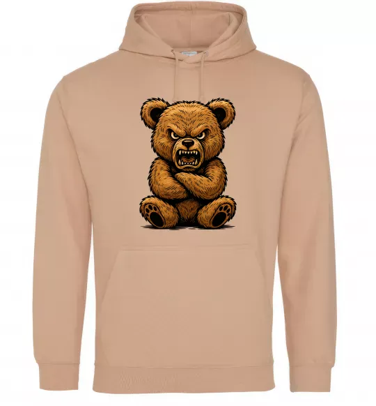Мужская толстовка (худи) Ведмідь злий Песочный фото