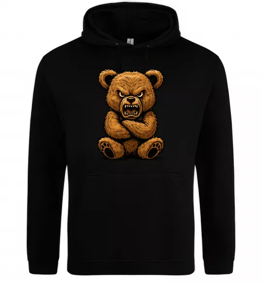 Жіноча толстовка (худі) Ведмідь злий Чорний фото