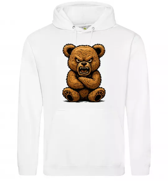Жіноча толстовка (худі) Ведмідь злий Білий фото