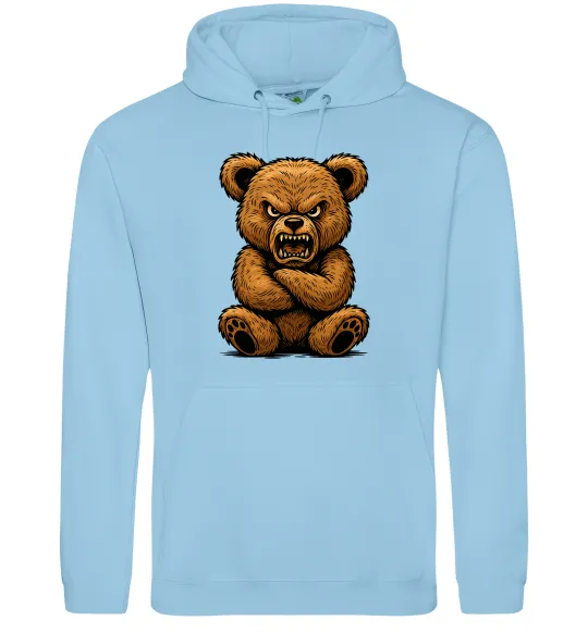 Жіноча толстовка (худі) Ведмідь злий Блакитний фото