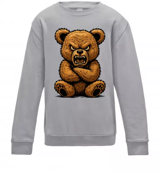 Детский Свитшот Ведмідь злий Серый меланж фото