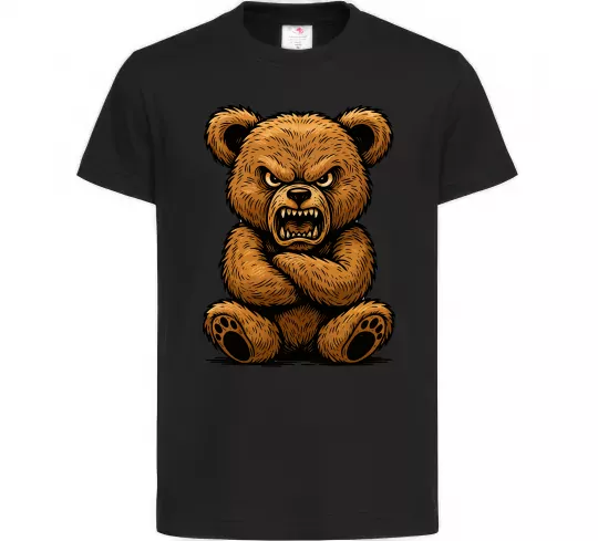 Дитяча футболка Ведмідь злий Чорний фото
