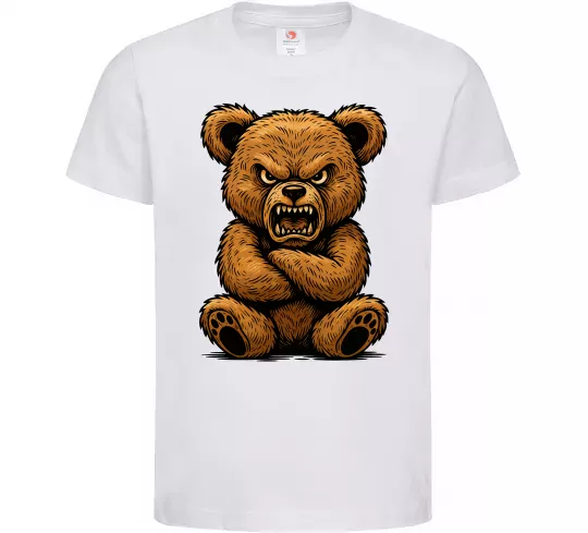 Дитяча футболка Ведмідь злий Білий фото