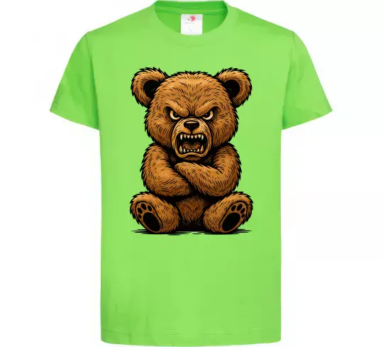 Дитяча футболка Ведмідь злий Лаймовий фото
