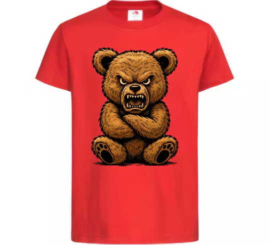 Дитяча футболка Ведмідь злий Червоний фото