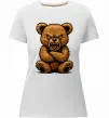 Женская премиум футболка Ведмідь злий Белый фото