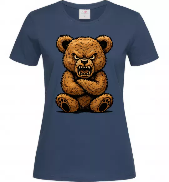 Женская футболка Ведмідь злий Темно-синий фото