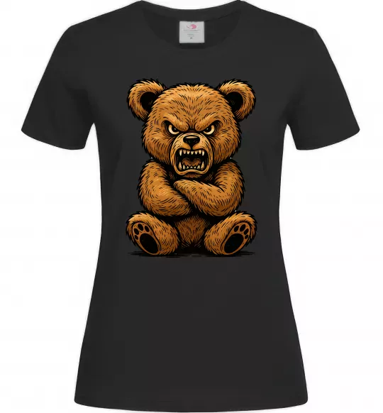 Женская футболка Ведмідь злий Черный фото