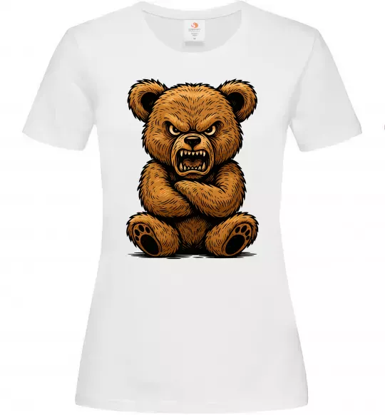 Женская футболка Ведмідь злий Белый фото