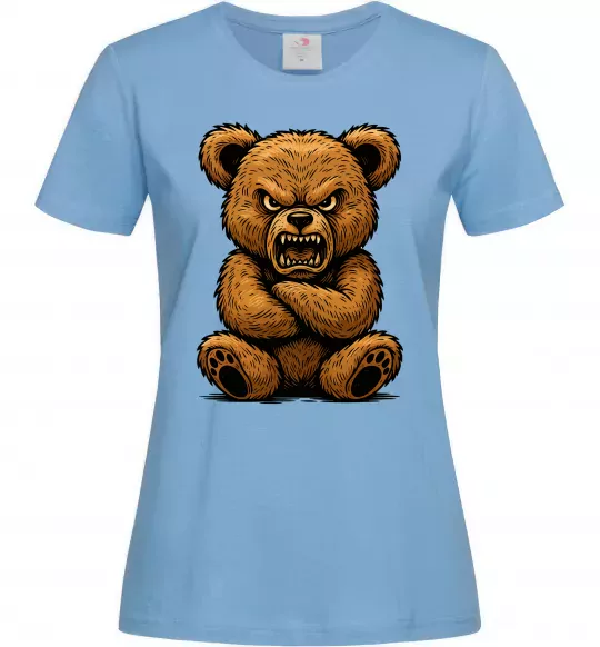 Женская футболка Ведмідь злий Голубой фото