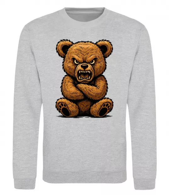 Світшот Ведмідь злий Сірий меланж фото