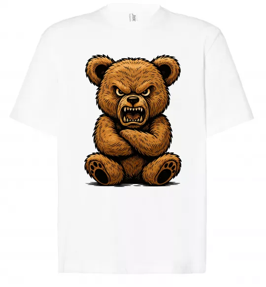 Футболка Оверсайз Ведмідь злий Белый фото