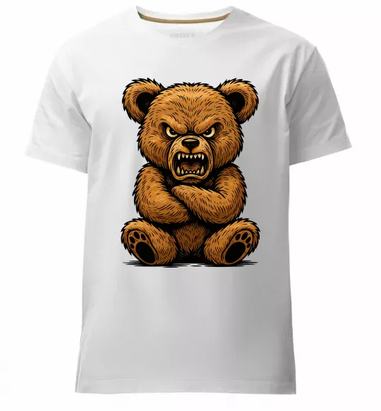 Чоловіча преміум футболка Ведмідь злий Білий фото