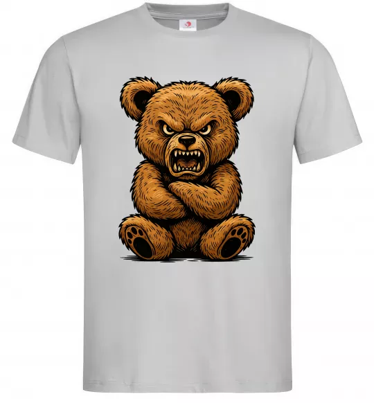 Мужская футболка Ведмідь злий Серый фото