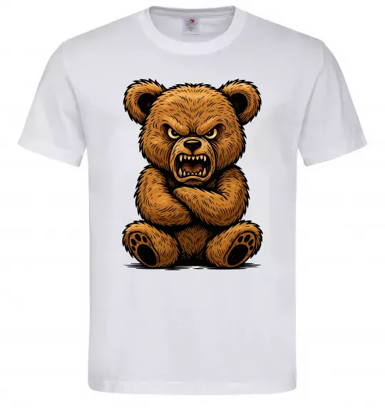 Мужская футболка Ведмідь злий Белый фото