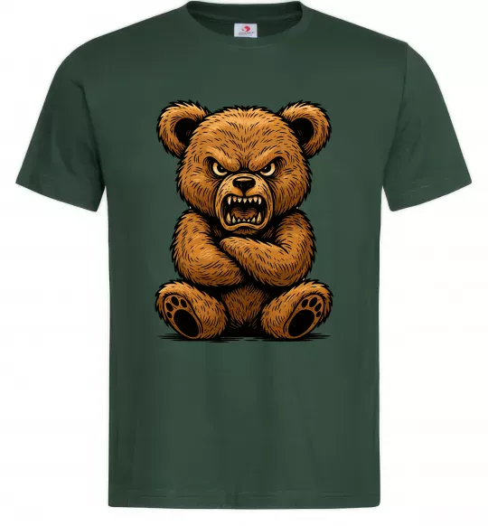 Мужская футболка Ведмідь злий Темно-зеленый фото