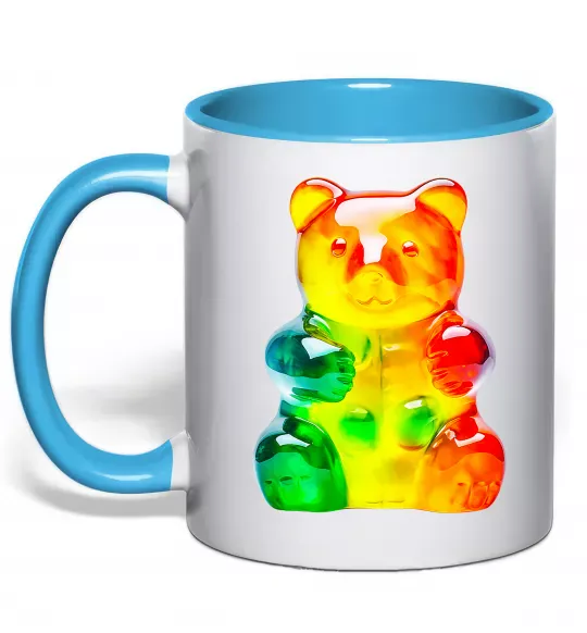 Чашка с цветной ручкой Gummy bear Голубой фото