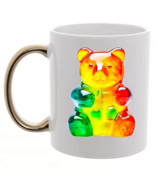 Чашка с цветной ручкой Gummy bear Золото фото