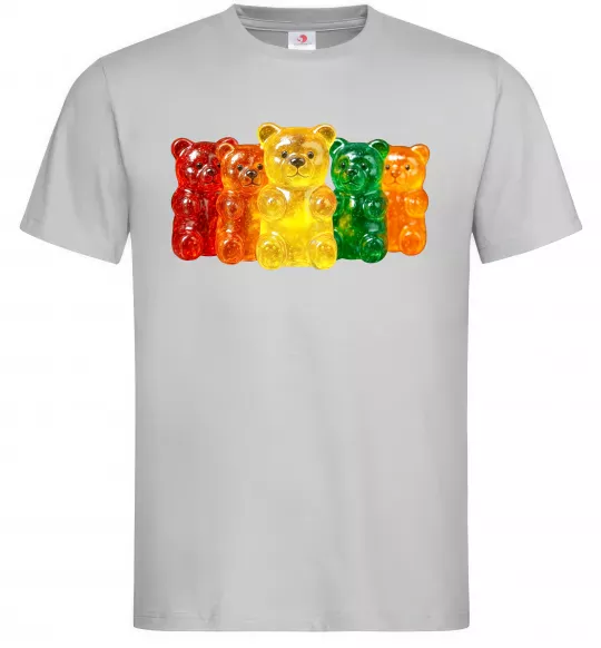 Мужская футболка Мармеладні ведмедики Серый фото