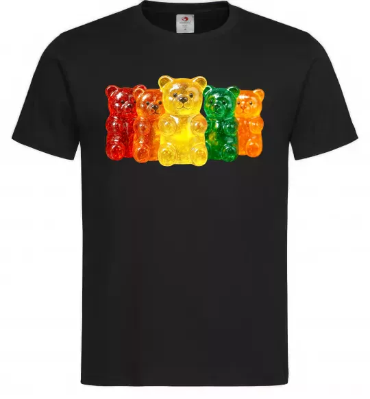 Мужская футболка Мармеладні ведмедики Черный фото