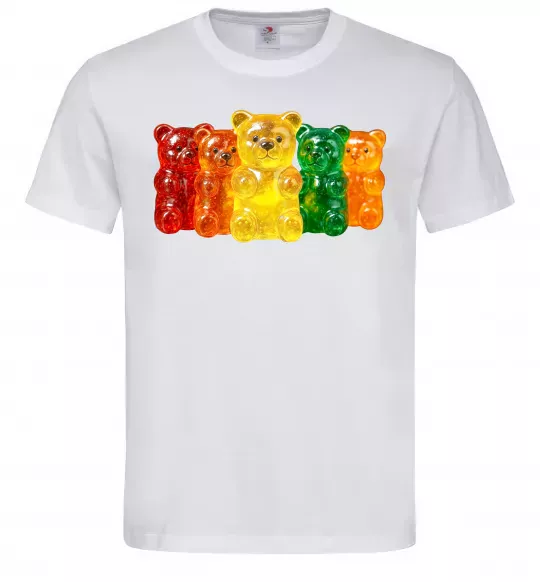 Мужская футболка Мармеладні ведмедики Белый фото