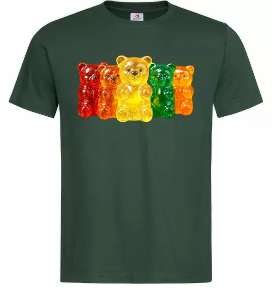 Мужская футболка Мармеладні ведмедики Темно-зеленый фото