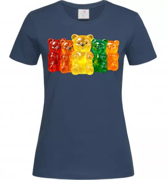 Женская футболка Мармеладні ведмедики Темно-синий фото