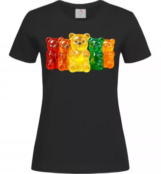 Женская футболка Мармеладні ведмедики Черный фото