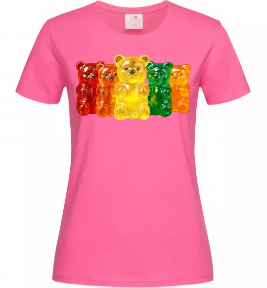 Женская футболка Мармеладні ведмедики Ярко-розовый фото